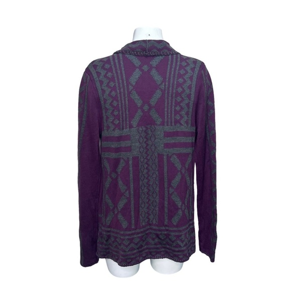 Melissa Nepton Burgundy & Grey  Cardigan Sweater Open Front Drape​ - Picture 2 of 12